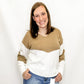 Khaki & Cream V-Neck Sweater