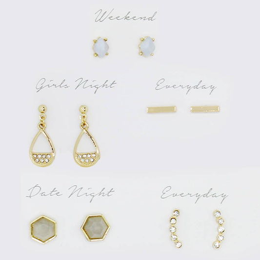 Gray 2 Multipack Stud Earrings Set with Gift Box - EJ20008