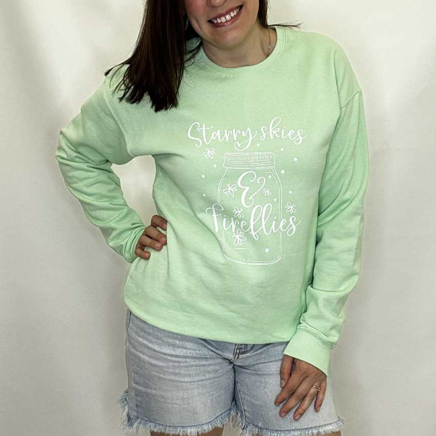 Starry Skies & Fireflies Neon Mint Sweatshirt