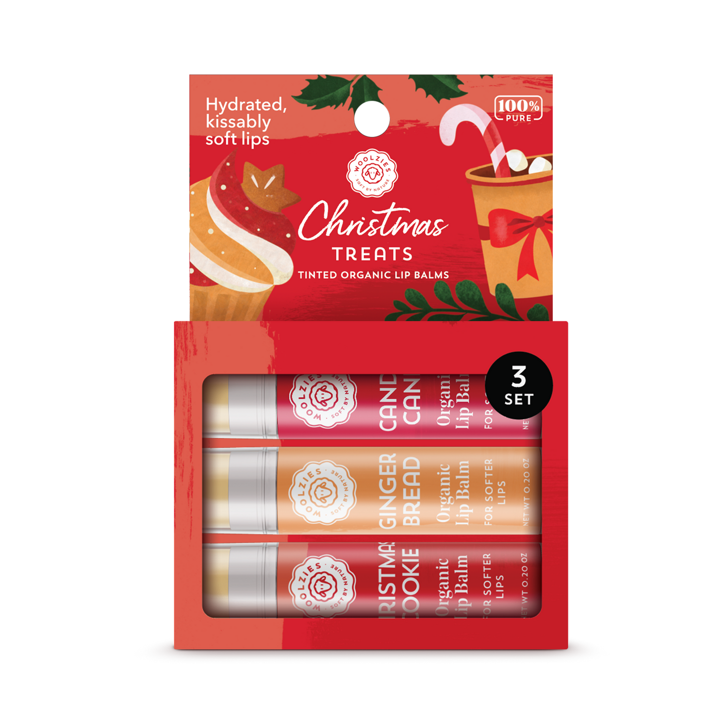 Woolzies - Christmas Treats  Lip Balm Set Of 3