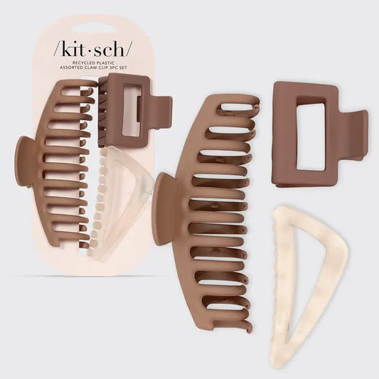 Recycled Plastic Assorted Claw Clip 3pc - Variety