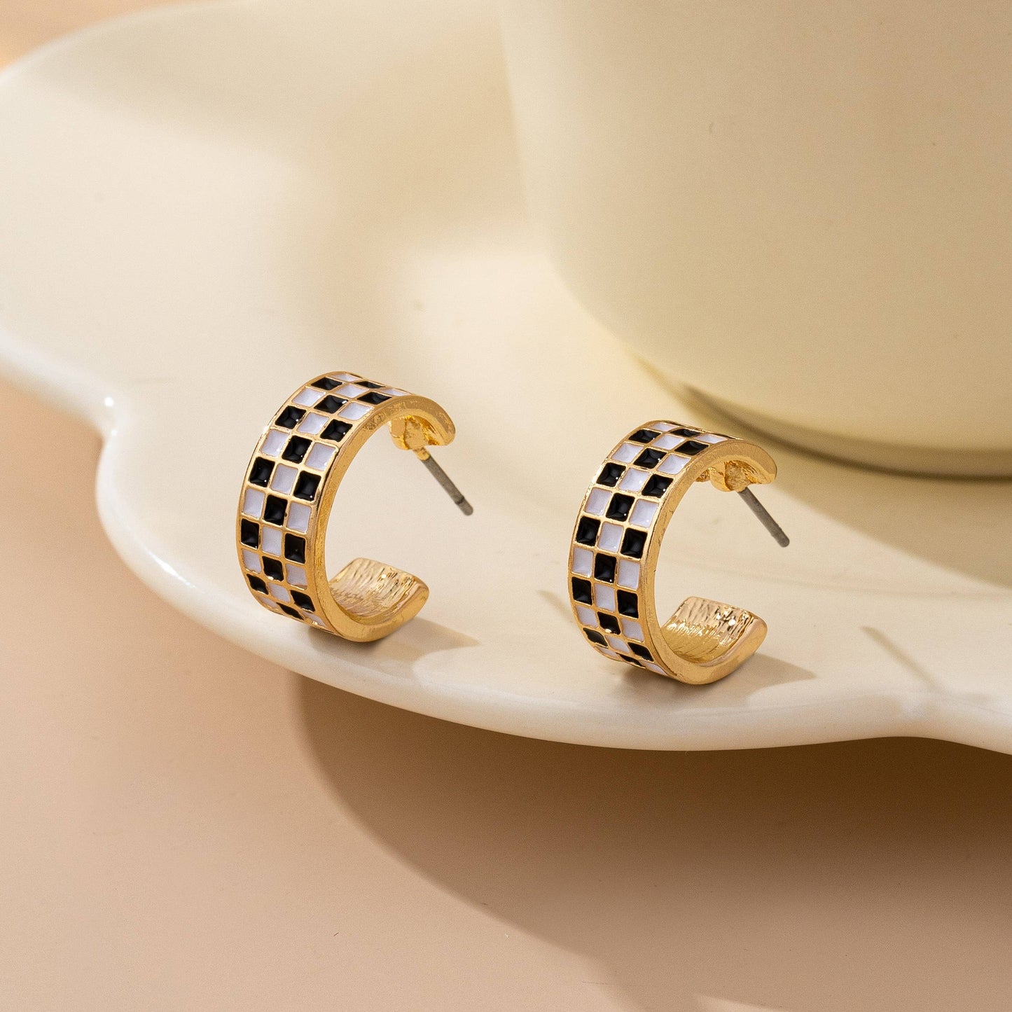 Black & Gold Checker Earring Collection - Variety