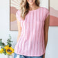 Pink Lightweight Stripe Textured Cap Sleeve Blouse