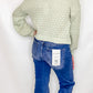 Sage Knit Sweater w/Flower Applique