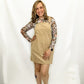 Khaki Corduroy Overall Dress with Pocket