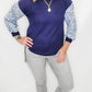 Navy & Floral Two-Tone Long Sleeve