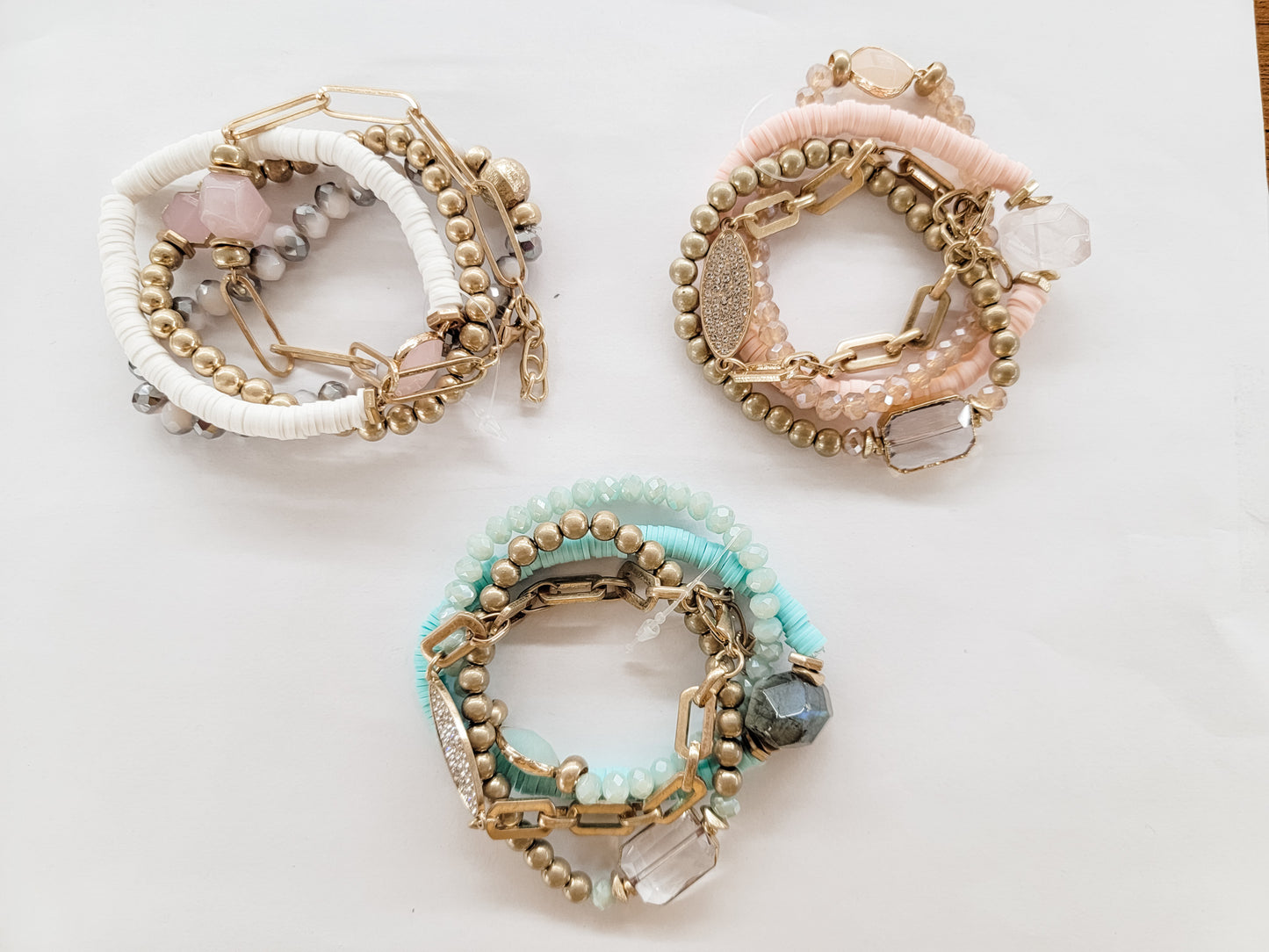 Gold, Shell, and Chain 4 Bracelet Sets