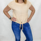 CHARLIE B Apricot Woven Tie Front Blouse