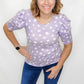 Lavender Dot Top with Puff Sleeves