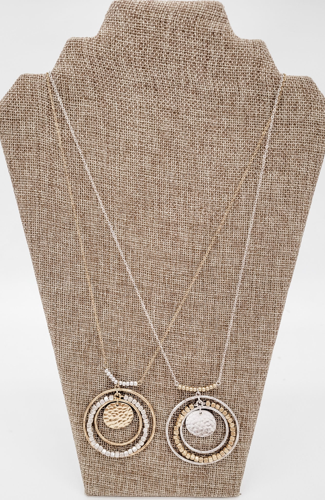 Two-Tone Circle Long Necklace