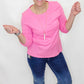 Multiples Pink 3/4 Sleeve Top with Accent Sleeves