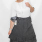 Multiples Black & White Dot Flounce Hem Skirt
