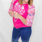 Multiples Pink Berry & Abstract Peasant Top
