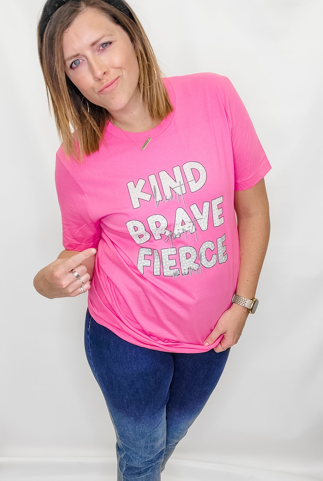 Kind, Brave & Fierce Pink Graphic Tee