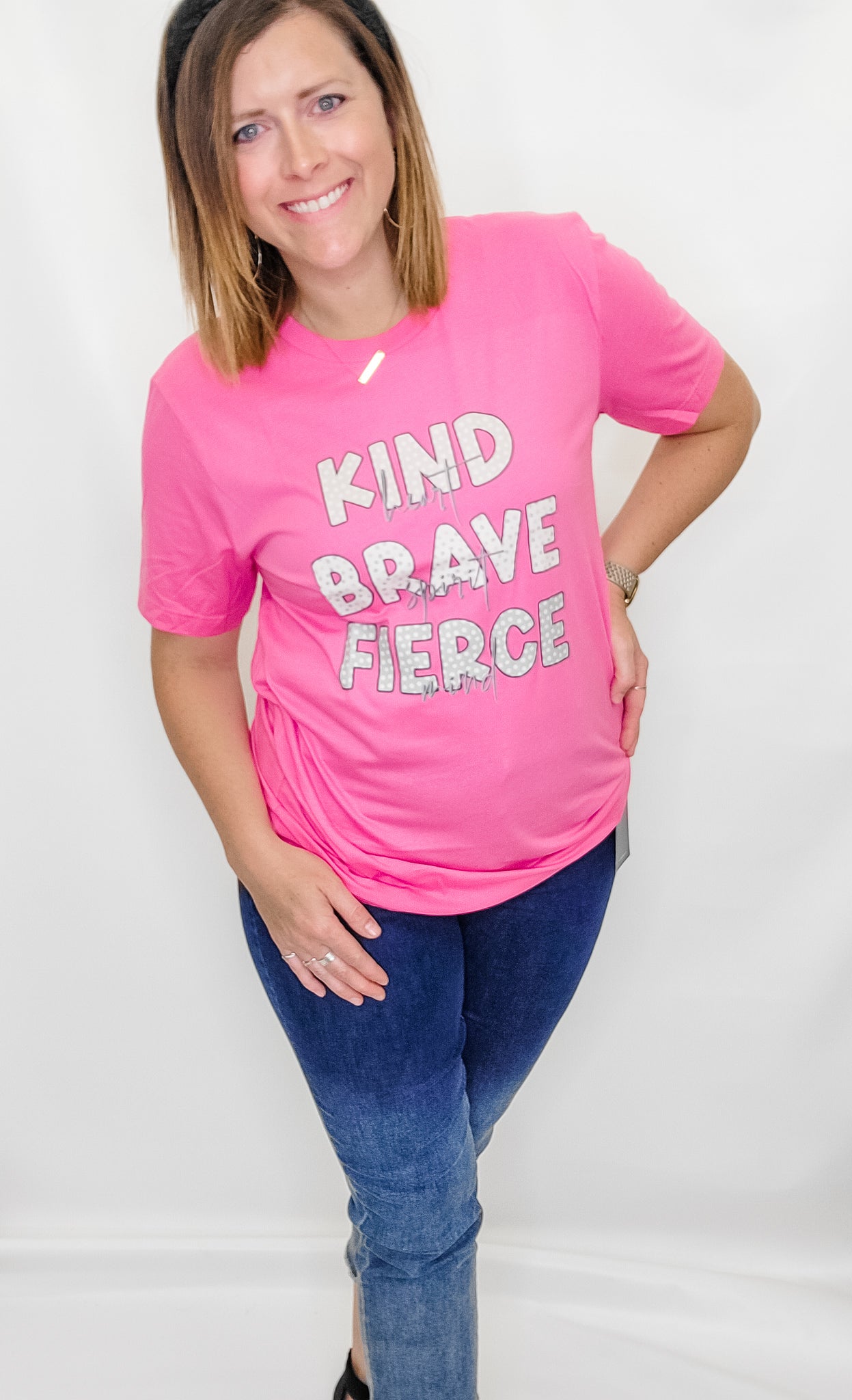 Kind, Brave & Fierce Pink Graphic Tee