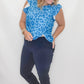 Slim-Sation by Multiples Navy Ankle Pant with Scalloped Hem
