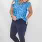 Slim-Sation by Multiples Navy Ankle Pant with Scalloped Hem