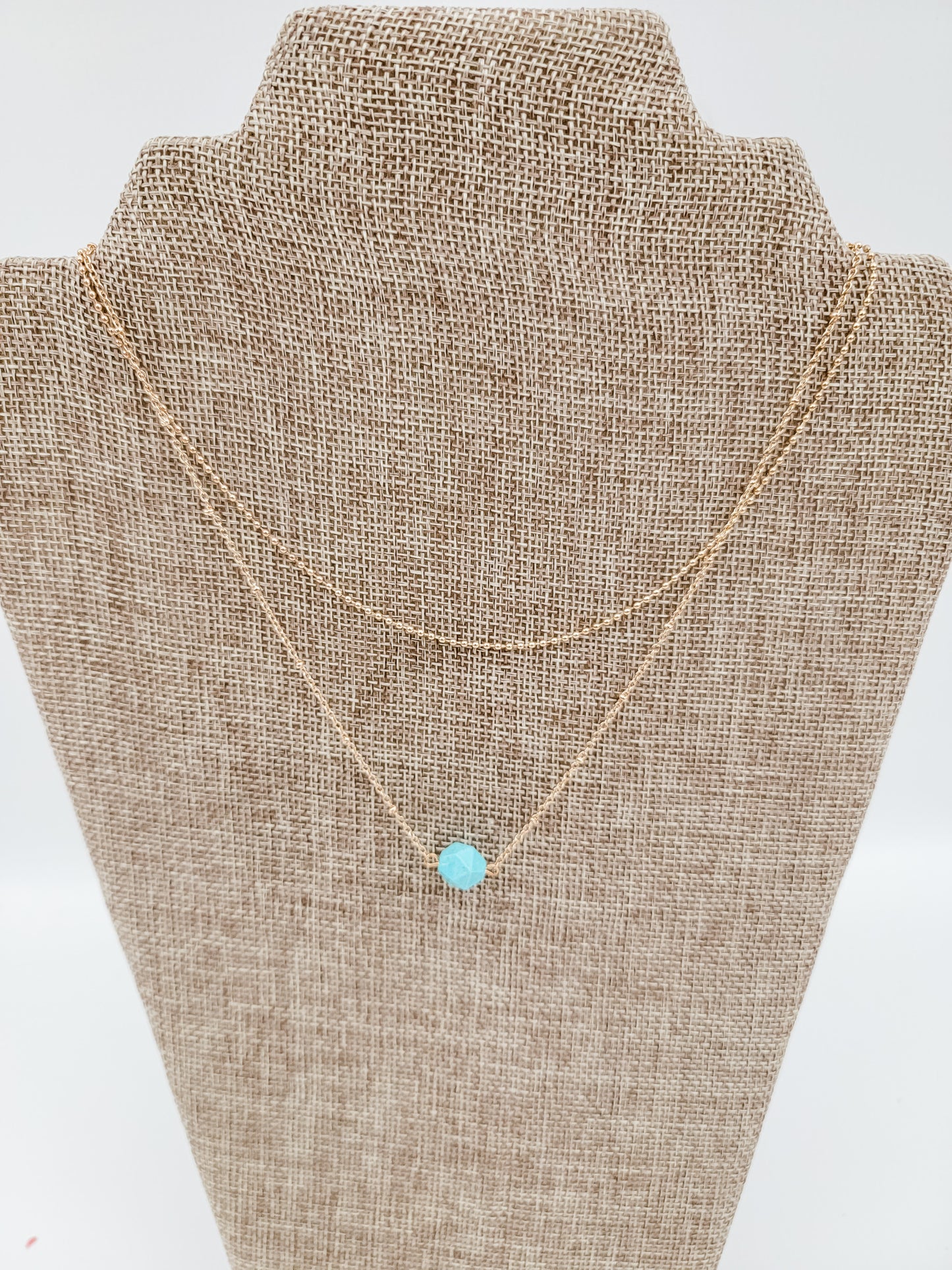 Gold Double Chain Necklace with Turquoise