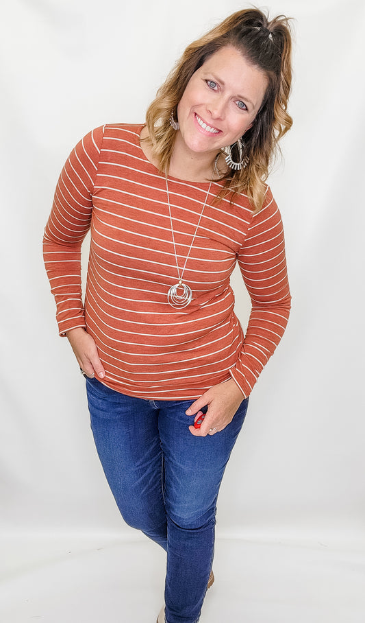 Orange Long Sleeve with Twist Accent
