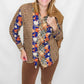 Multiples Brown Floral & Leopard Long Sleeve Button Up