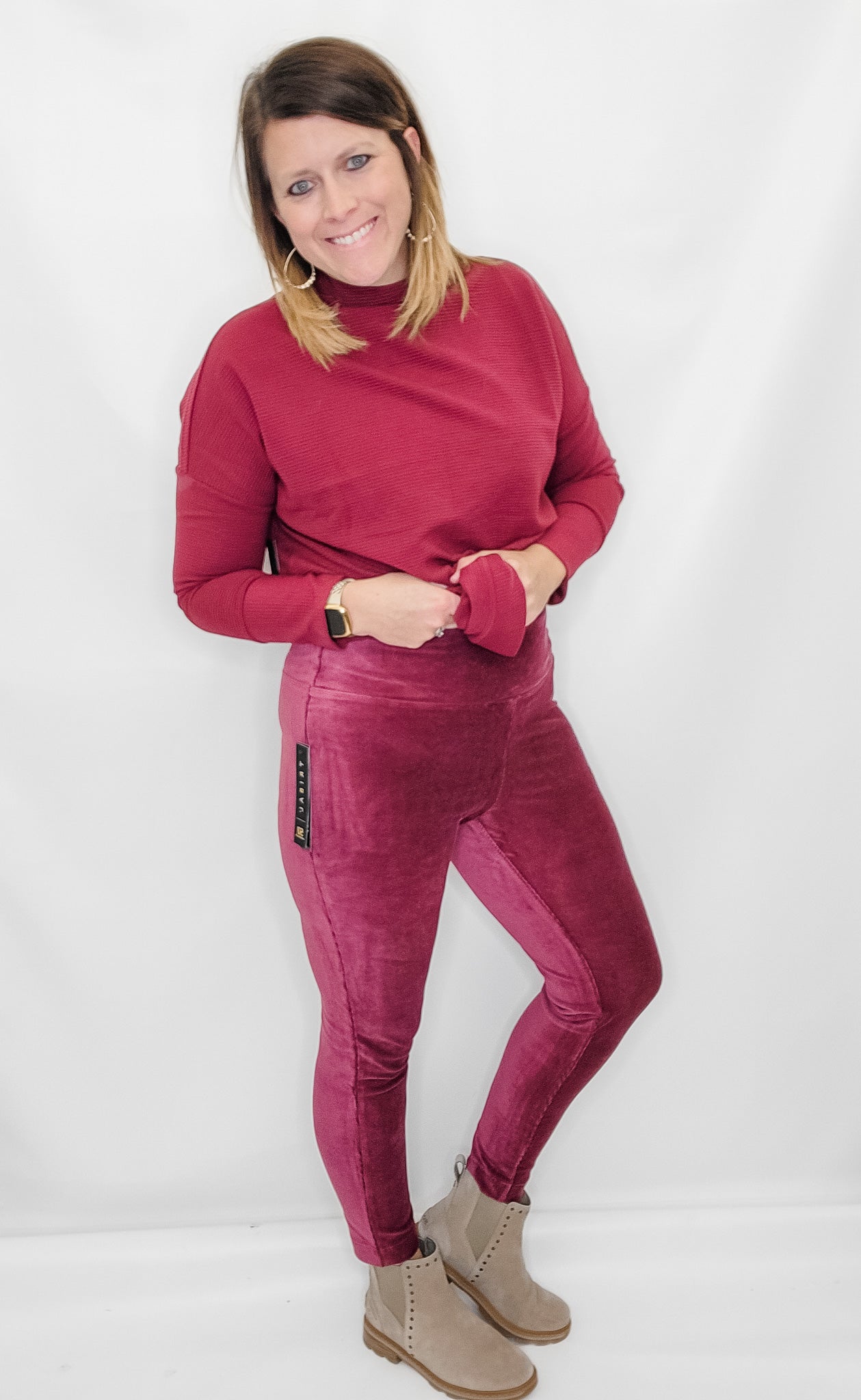 Tribal Ruby Wine Velvet Flatten It Leggings