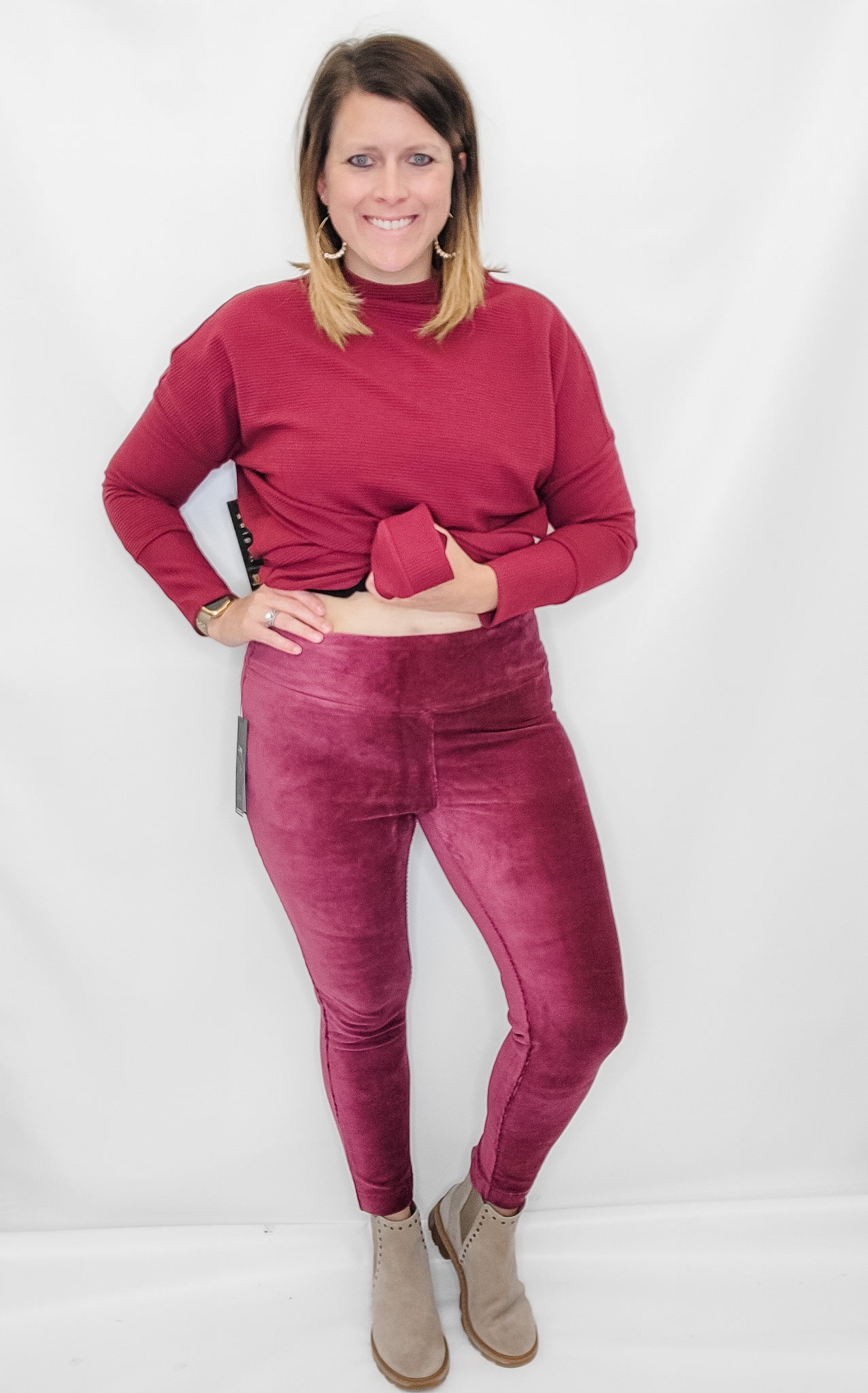 Tribal Ruby Wine Velvet Flatten It Leggings