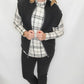 Multiples Black & Cream Plaid Layering Mock Neck
