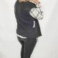 Multiples Black & Cream Plaid Layering Mock Neck