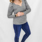 Gray Dot Knit Top with Puff Sleeves