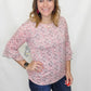 Multiples Pink & Gray Ruffle Sleeve Top