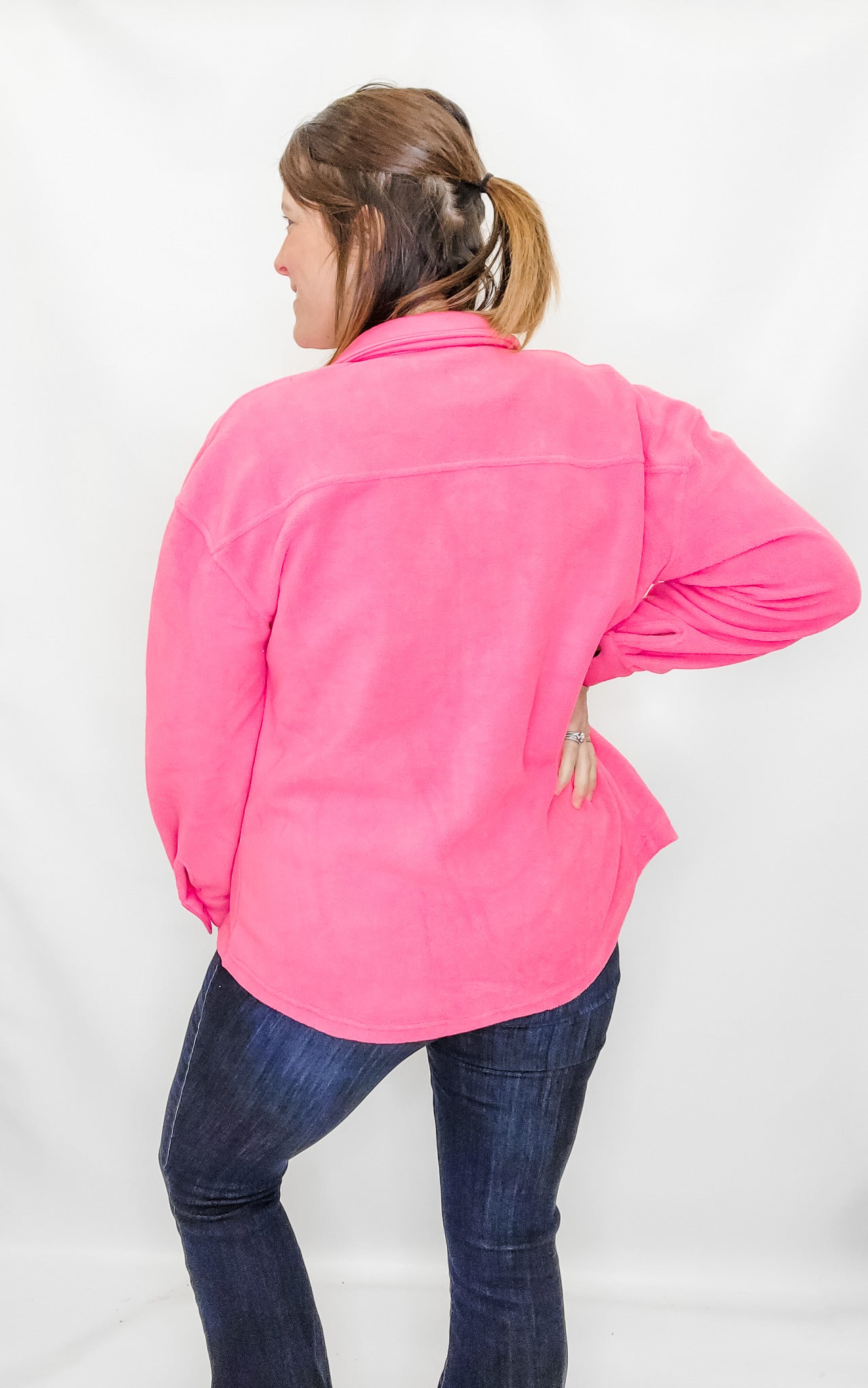 Hot Pink Fleece, Button Up Shacket