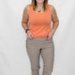 Slim-Sation by Multiples Twill Ankle Pants in Stone
