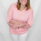 Pink Long Sleeve V-Neck with Accent Sleeves