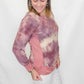 Purple Tie Dye & Stripe French Terry Top