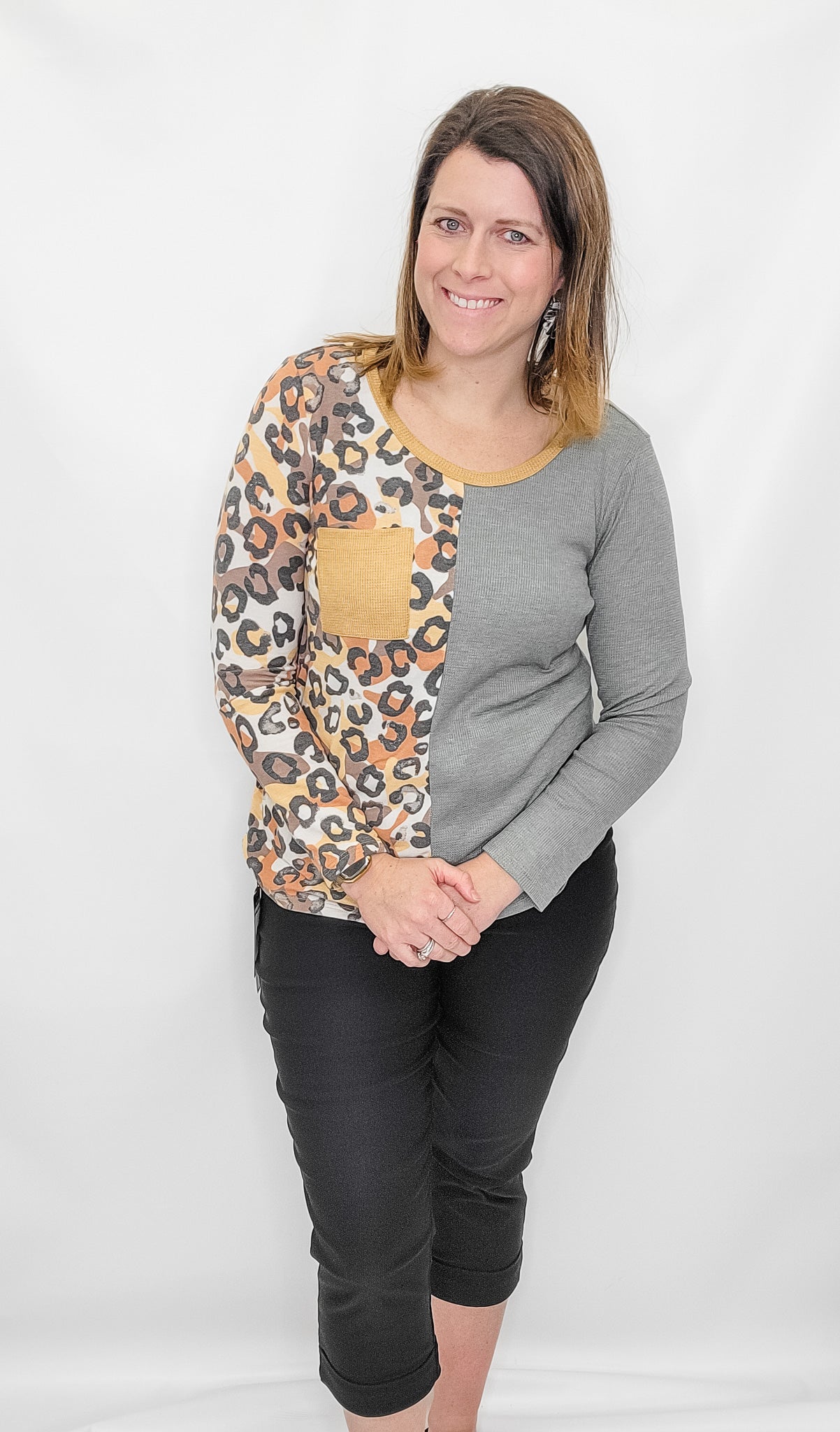 Olive Thermal & Mustard Leopard Long Sleeve