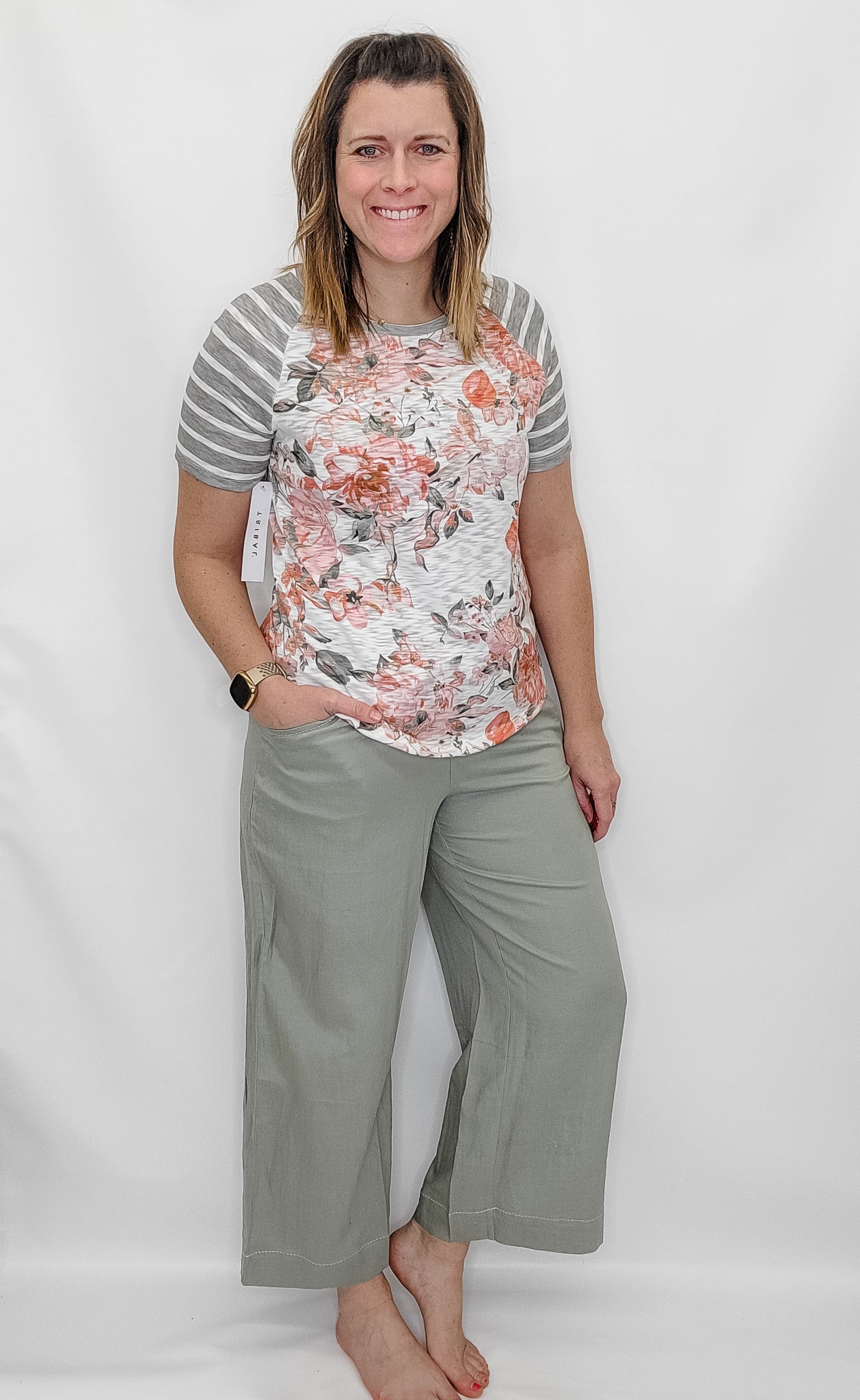 Tribal Bay Leaf Drawstring, Wide Leg Pants