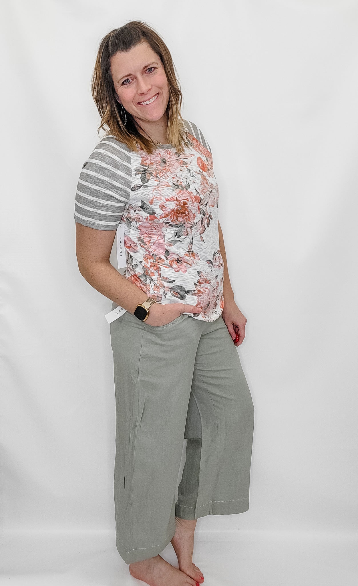 Tribal Bay Leaf Drawstring, Wide Leg Pants