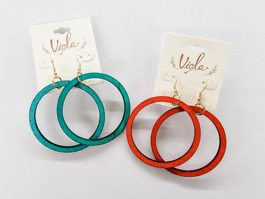 Wood Circle Earrings - Variety