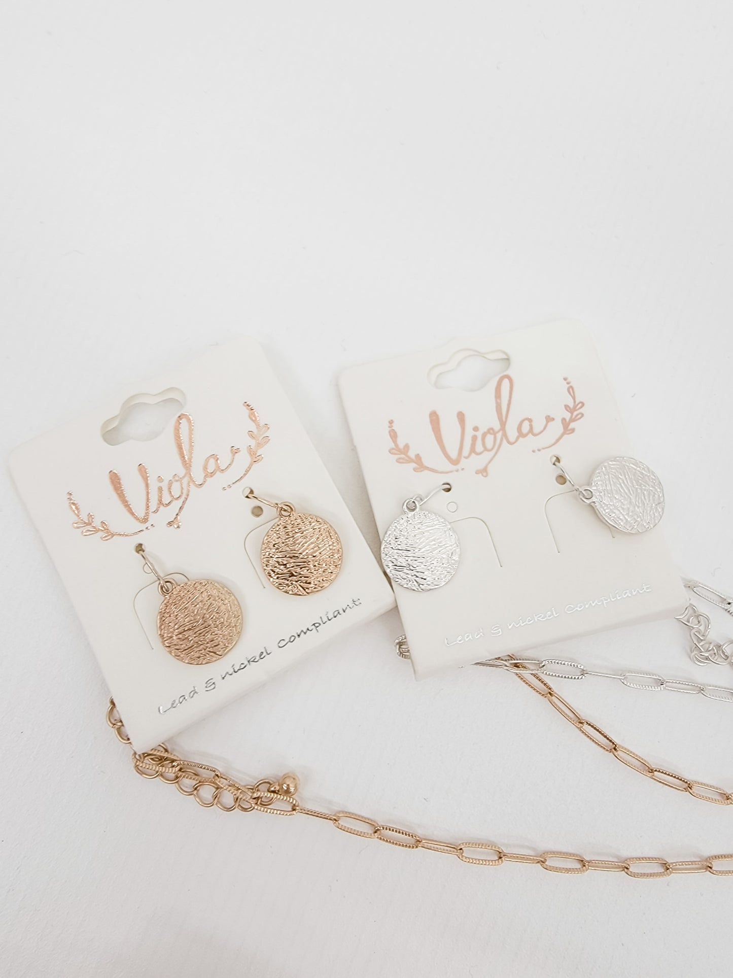 Etched Circle Necklace & Earrings - Variety