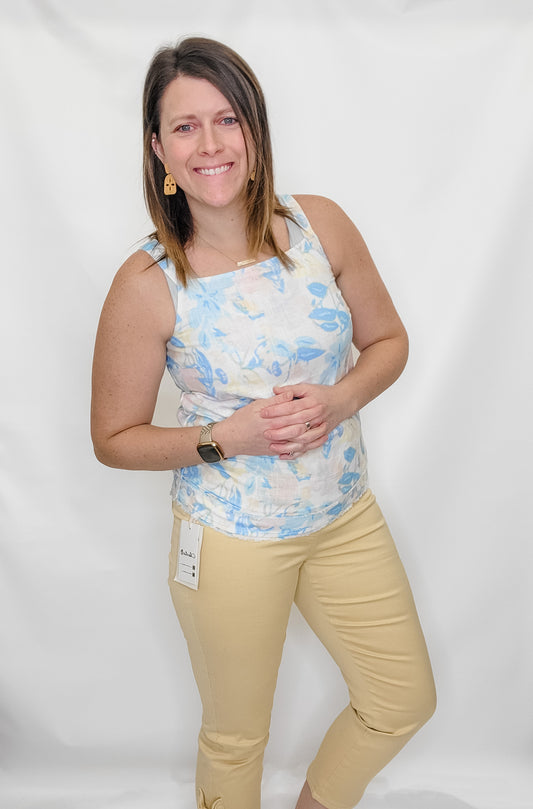 Charlie B Azul Square Neck Linen Cami