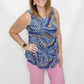 Tribal Very Peri Sleeveless Tiered Top