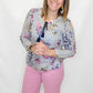 Tribal Daisy Floral Cotton Blouse with Tassels