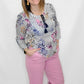 Tribal Daisy Floral Cotton Blouse with Tassels