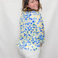 Multiples Blue & Yellow Crinkle Button Up