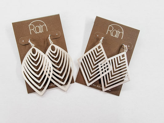 Silver Geometric Cutout Dangle Earrings