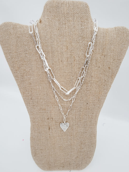Silver, Multi-Chain Necklace Sets