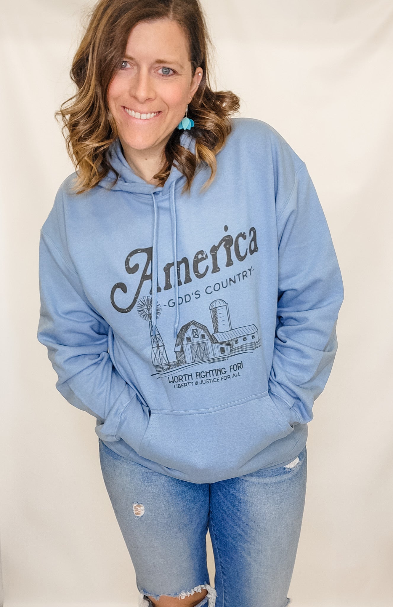 America God's Country, Stone Blue Graphic Sweatshirt